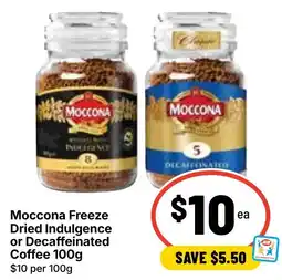 Ritchies Moccona Freeze Dried Indulgence or Decaffeinated Coffee offer