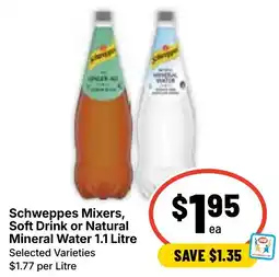 Ritchies Schweppes Mixers, Soft Drink or Natural Mineral Water offer