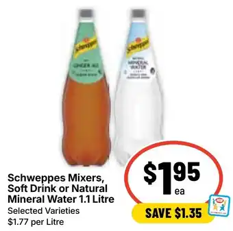 Ritchies Schweppes Mixers, Soft Drink or Natural Mineral Water offer
