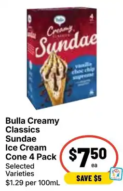 Ritchies Bulla Creamy Classics Sundae Ice Cream Cone offer