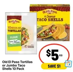 Ritchies Old El Paso Tortillas or Jumbo Taco Shells offer