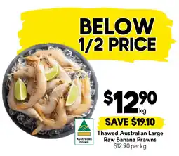 Drakes Thawed Australian Large Raw Banana Prawns offer