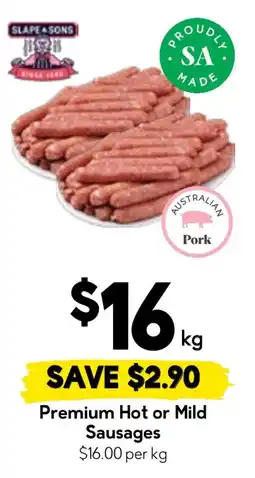 Drakes Slapec Sons Premium Hot or Mild Sausages offer