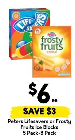 Drakes Peters Lifesavers or Frosty Fruits Ice Blocks offer