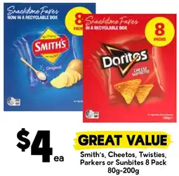 Drakes Smith's, Cheetos, Twisties, Parkers or Sunbites 8 Pack offer
