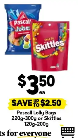 Drakes Pascall Lolly Bags or Skittles offer