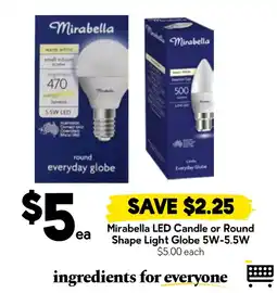 Drakes Mirabella LED Candle or Round Shape Light Globe offer