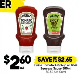 Drakes Heinz Tomato Ketchup or BBQ Squeeze Sauce offer