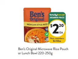 Foodworks Ben's Original Microwave Rice Pouch offer