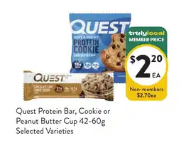 Foodworks Quest Protein Bar, Cookie or Peanut Butter Cup offer