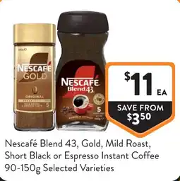 Foodworks Nescafé Blend 43, Gold, Mild Roast, Short Black or Espresso Instant Coffee offer