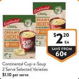 Foodworks Continental Cup-a-Soup 2 Serve Selected Varieties offer