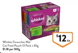 Foodworks Whiskas Favourites Wet Cat Food Pouch offer