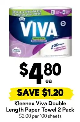 Drakes Kleenex Viva Double Length Paper Towel offer