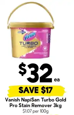 Drakes Vanish NapiSan Turbo Gold Pro Stain Remover offer