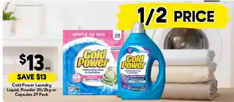 Cold Power Laundry Liquid, Powder 2lt/2kg or Capsules 29 Pack