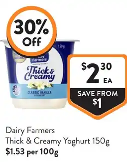 Foodworks Dairy Farmers Thick & Creamy Yoghurt offer