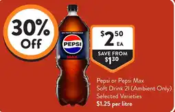 Foodworks Pepsi Max Soft Drink 2l offer
