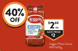 Foodworks Leggo's Pasta Sauce offer
