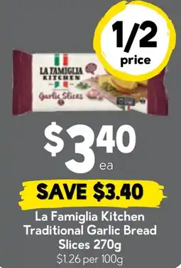 Drakes La Famiglia Kitchen Traditional Garlic Bread Slices offer