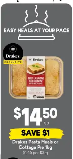 Drakes Drakes Pasta Meals or Cottage Pie offer