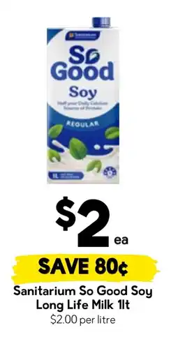 Drakes Sanitarium So Good Soy Long Life Milk offer