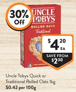Foodworks Uncle Tobys Rolled Oats offer