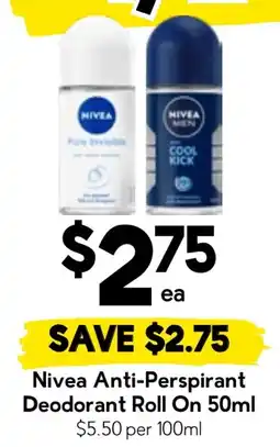 Drakes Nivea Anti-Perspirant Deodorant Roll On offer