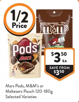 Foodworks Mars Pods, M&M's or Maltesers Pouch offer