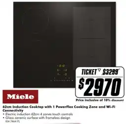 The Good Guys Miele 62cm Induction Cooktop with 1 PowerFlex Cooking Zone and Wi-Fi Connectivity offer