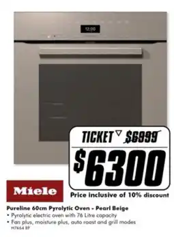 The Good Guys Miele Pureline 60cm Pyrolytic Oven - Pearl Beige offer
