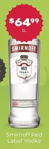 Thirsty Camel Smirnoff Red Label Vodka offer