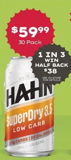 Thirsty Camel Hahn SuperDry 3.5 Low Carb offer