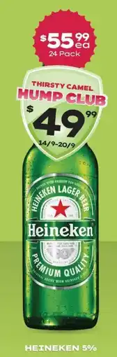 Thirsty Camel Heineken Lager Beer offer