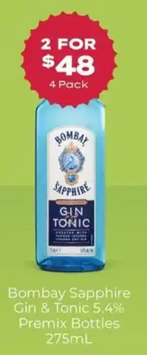 Thirsty Camel Bombay Sapphire Gin & Tonic Premix Bottles offer
