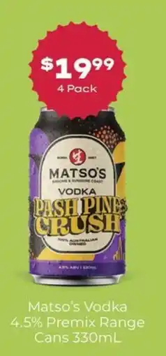 Thirsty Camel Matso's Vodka Pash Pine Crush offer