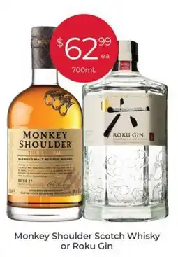 Porters Monkey Shoulder Scotch Whisky or Roku Gin offer