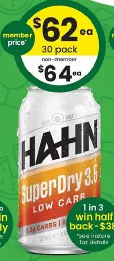 The Bottle O Hahn SuperDry 3.5 Low Carb offer