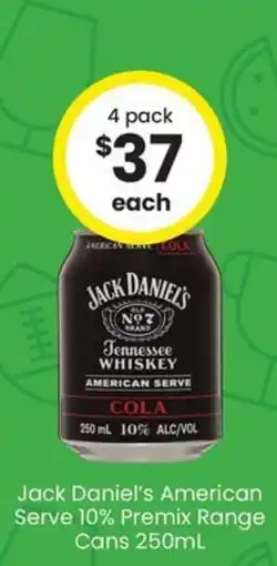 The Bottle O Jack Daniel's American Serve Cola offer