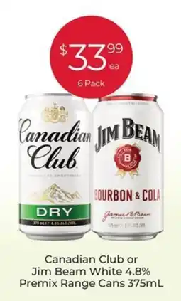 Porters Canadian Club or Jim Beam White 4.8% Premix Range Cans offer