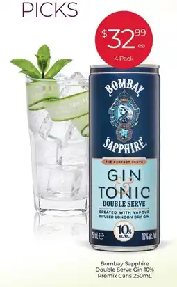 Porters Bombay Sapphire Double Serve Gin 10% Premix Cans offer