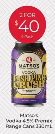 Porters Matso's Vodka Pash Pine Crush offer