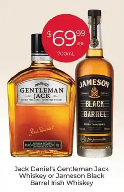 Porters Jack Daniel's Gentleman Jack Whiskey or Jameson Black Barrel Irish Whiskey offer