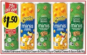 Sunbites Grainwaves Minis Sour Cream & Onion or Cheetos Cheese & Bacon Balls