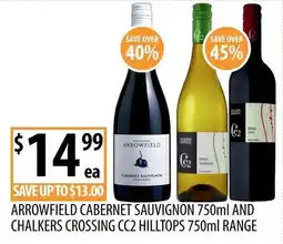 Supabarn Arrowfield Cabernet Sauvignon and Chalkers Crossing CC2 Hilltops offer