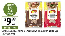 Supabarn Sunrice Australian Medium Grain White & Brown Rice offer