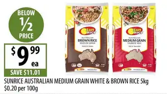 Supabarn Sunrice Australian Medium Grain White & Brown Rice offer