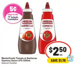 IGA MasterFoods Tomato or Barbecue Squeezy Sauce offer