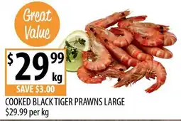 Supabarn Cooked Black Tiger Prawns Large offer