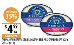 Supabarn Tasmanian Heritage Triple Cream Brie and Camembert offer